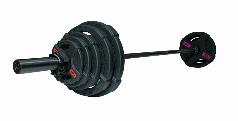 Штанга олимпийская 88 кг (диски с двумя хватами, черный гриф) Original FitTools FT-2HGSET-88-BLACK
