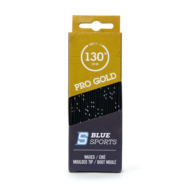 Шнурки для коньков Blue Sports Pro Gold Heavy Waxed, 903011-BKWH-330, полиэстер, 330см, черно-белый