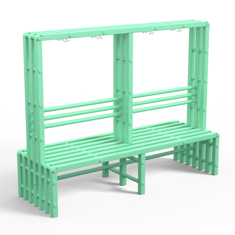 Скамейка вешалка двухсторонняя Дельта-фитнес, 2000х700х1700 мм. вариант 10