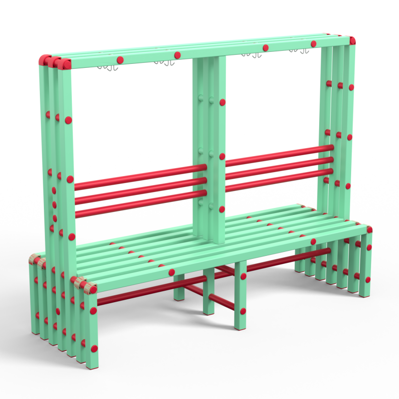 Скамейка вешалка двухсторонняя Дельта-фитнес, 2000х700х1700 мм. вариант 10