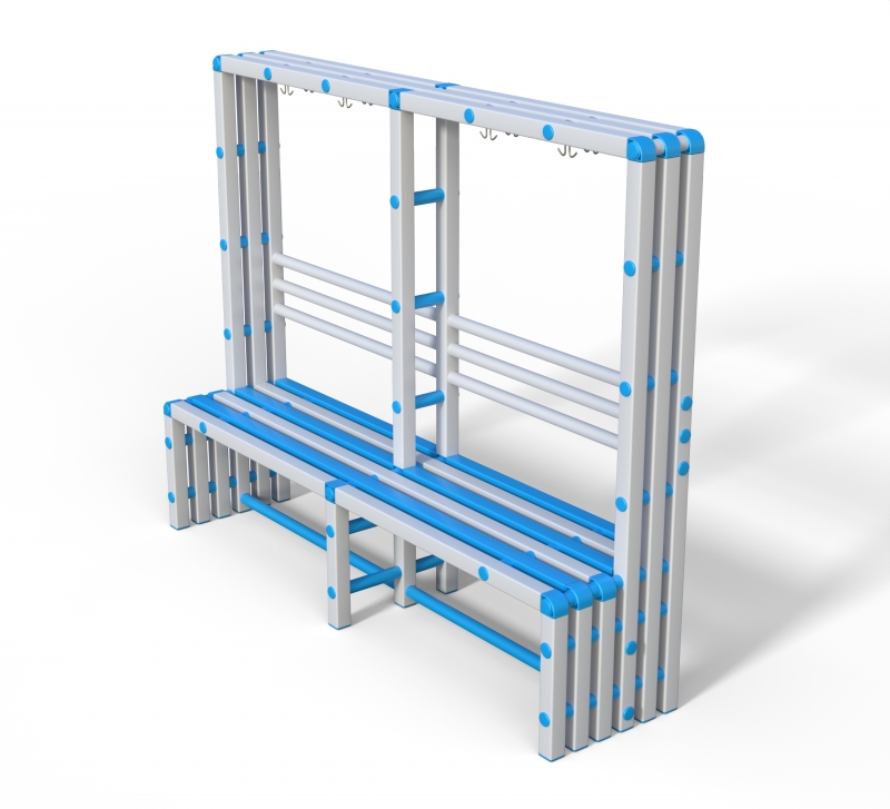 Скамейка вешалка односторонняя Дельта-фитнес, 2000х500х1700 мм. вариант 10