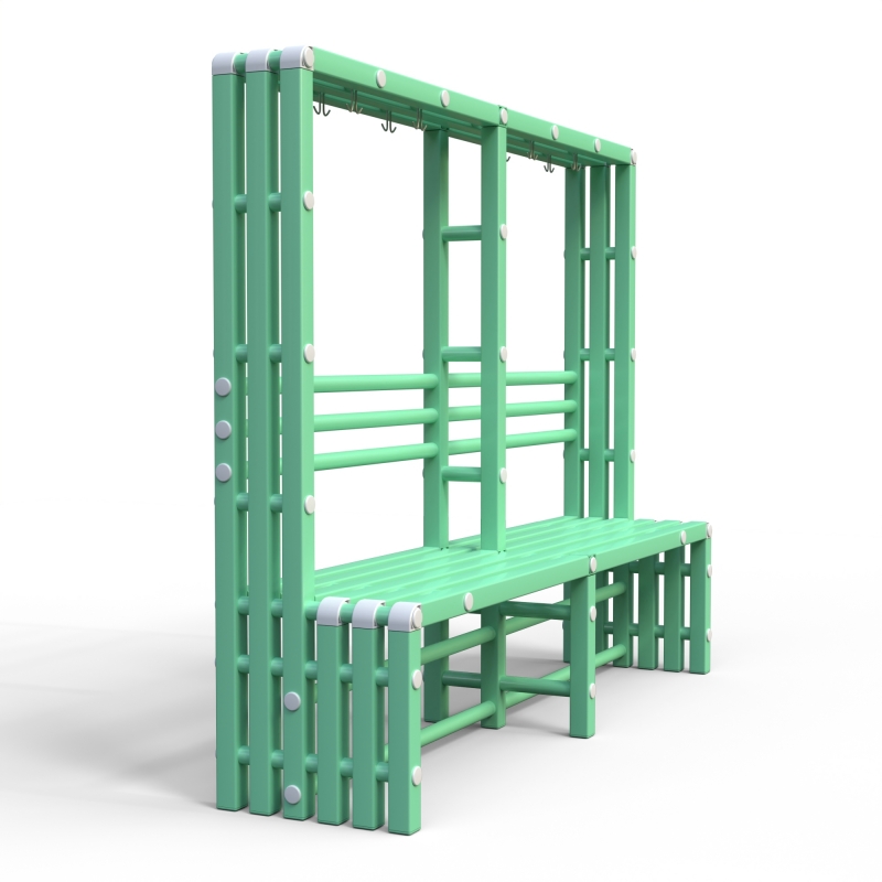 Скамейка вешалка односторонняя Дельта-фитнес, 2000х500х1700 мм. вариант 10