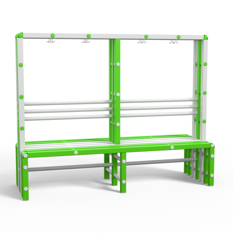 Скамейка вешалка двухсторонняя Дельта-фитнес, 2000х700х1700 мм. вариант 10