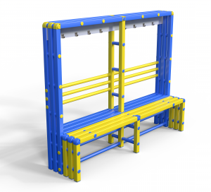 Скамейка вешалка односторонняя Дельта-фитнес, 2000х500х1700 мм. вариант 13