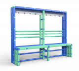 Скамейка вешалка односторонняя Дельта-фитнес, 2000х500х1700 мм. вариант 13