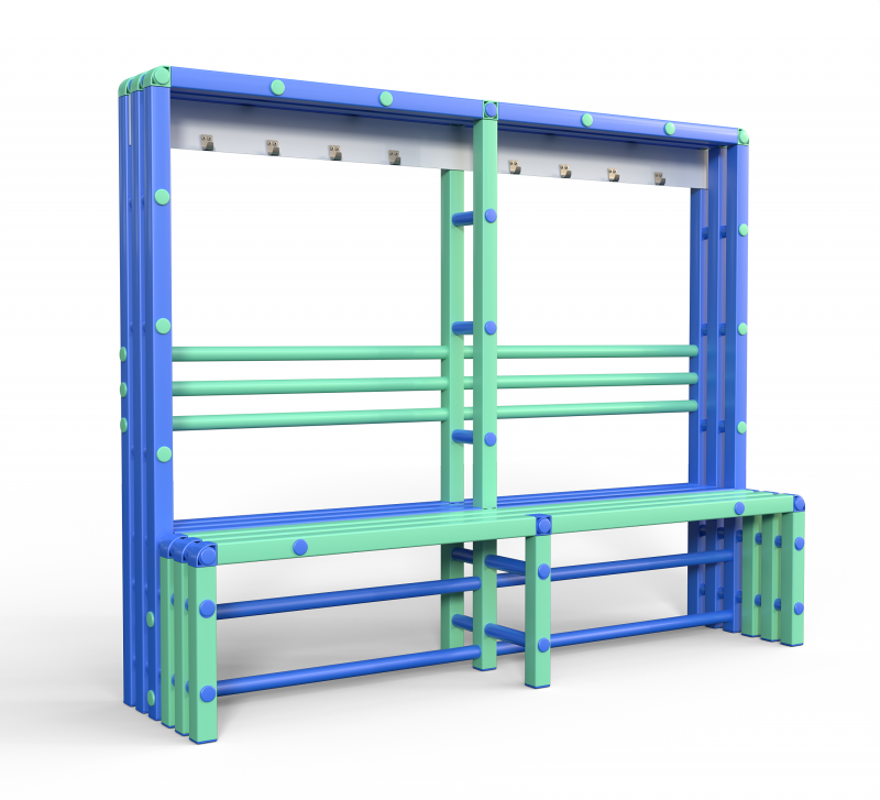 Скамейка вешалка односторонняя Дельта-фитнес, 2000х500х1700 мм. вариант 13