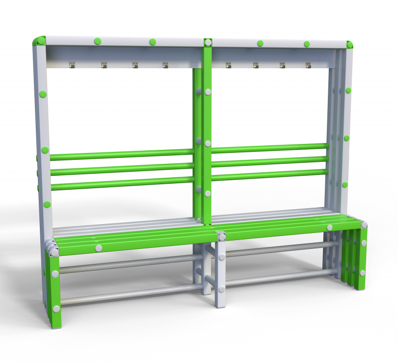 Скамейка вешалка односторонняя Дельта-фитнес, 2000х500х1700 мм. вариант 13