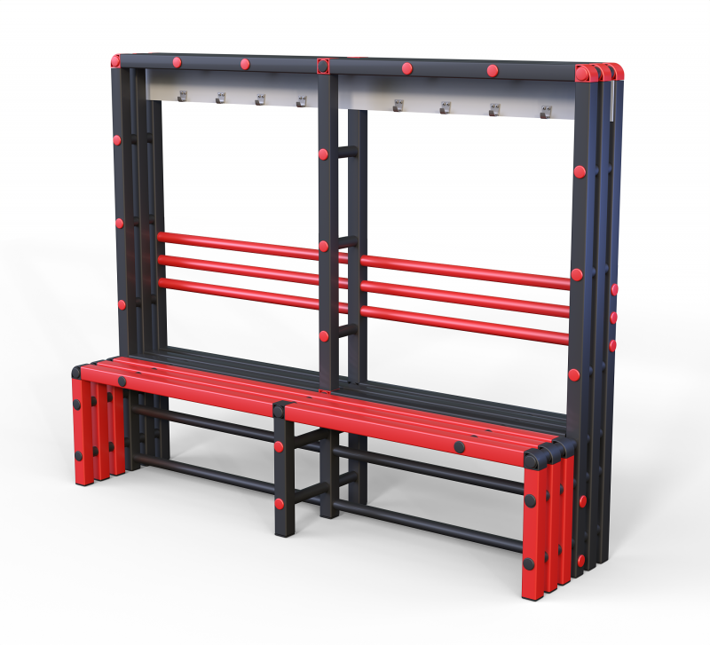 Скамейка вешалка односторонняя Дельта-фитнес, 2000х500х1700 мм. вариант 13