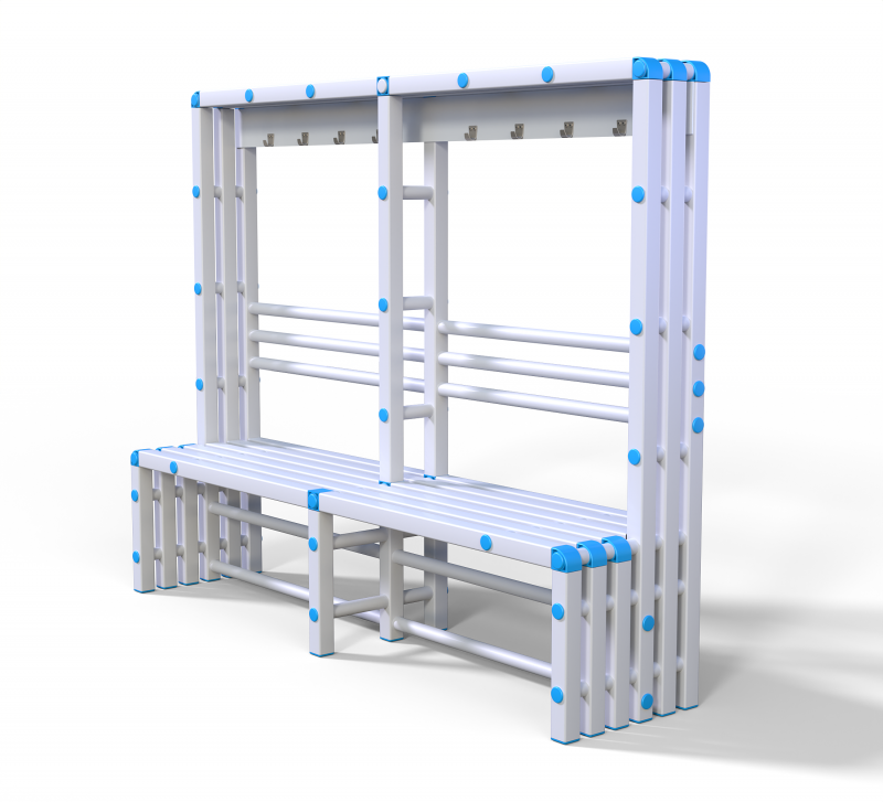 Скамейка вешалка односторонняя Дельта-фитнес, 2000х500х1700 мм. вариант 13
