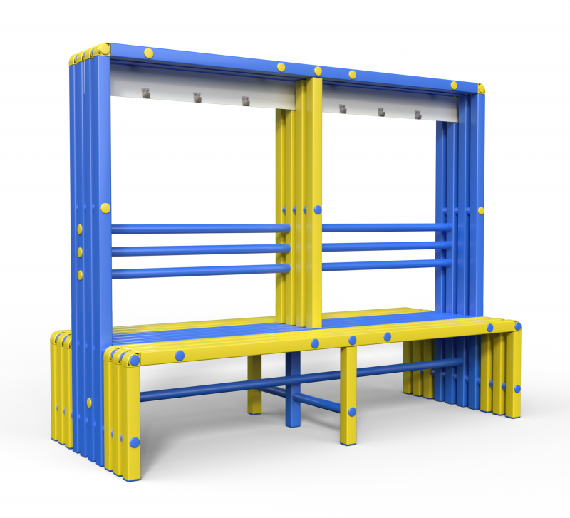 Скамейка вешалка двухсторонняя Дельта-фитнес, 2000х700х1700 мм. вариант 13