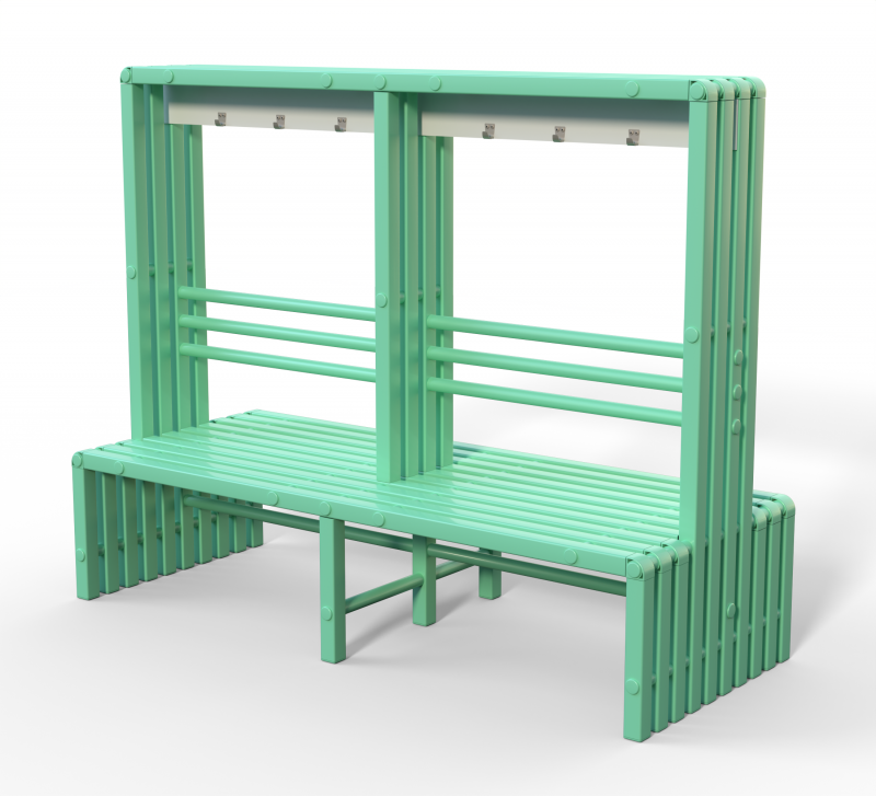 Скамейка вешалка двухсторонняя Дельта-фитнес, 2000х700х1700 мм. вариант 13