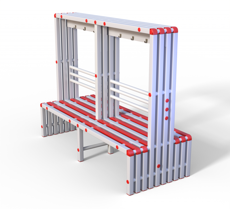 Скамейка вешалка двухсторонняя Дельта-фитнес, 2000х700х1700 мм. вариант 13