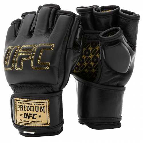 Премиальные MMA тренировочные перчатки UFC  6 унций чёрные S/M UHK-75058