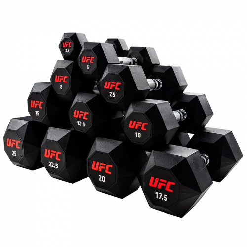 Комплект обрезиненных октагональных гантелей 10 пар от 2.5 до 25кг UFC Octagon Dumbbell UHA-75538-84