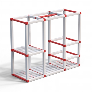 Стеллаж вариант 17 Бело-Красный1500х585х1250 мм