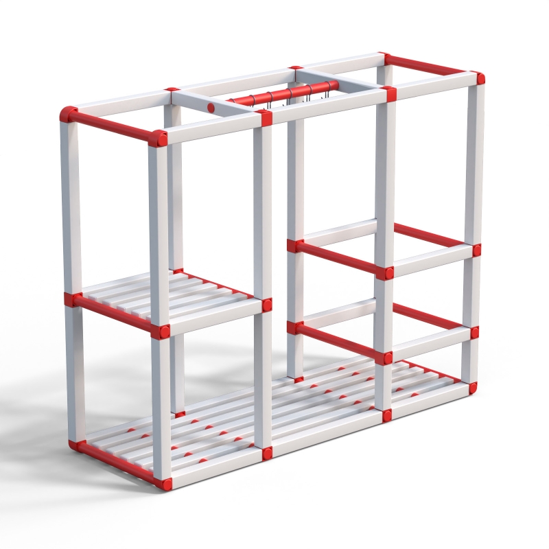 Стеллаж вариант 17 Бело-Красный1500х585х1250 мм