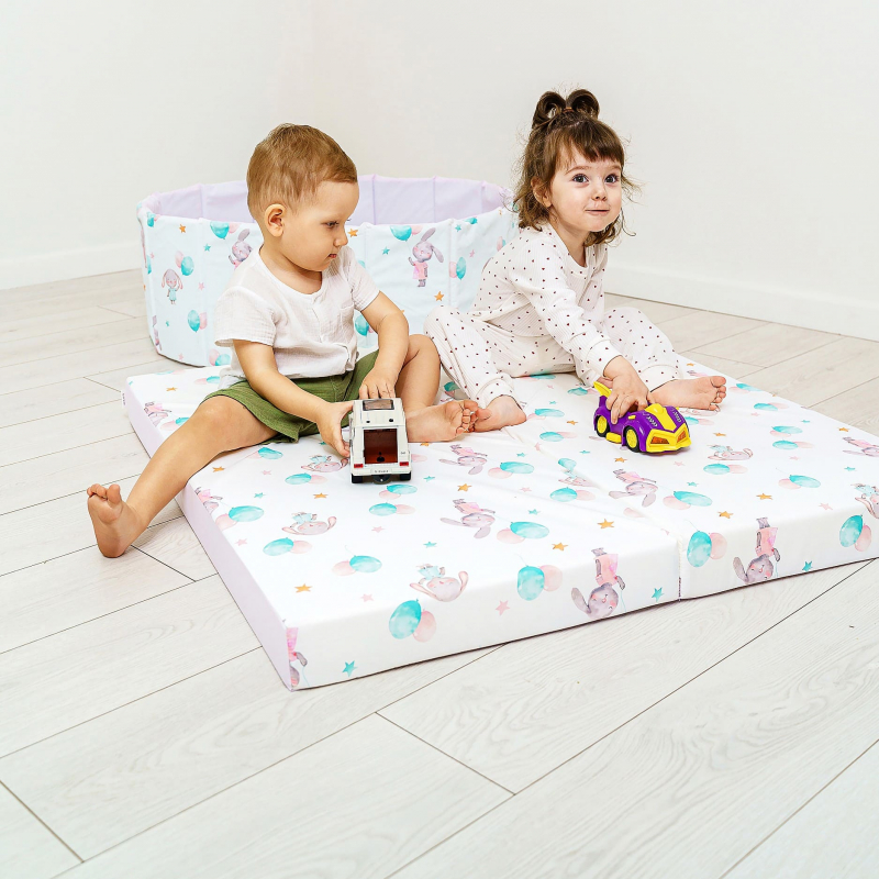 Мат (мягкий щит) принт Romana 1000*1000*100, в 2 сложения (Пингвины)