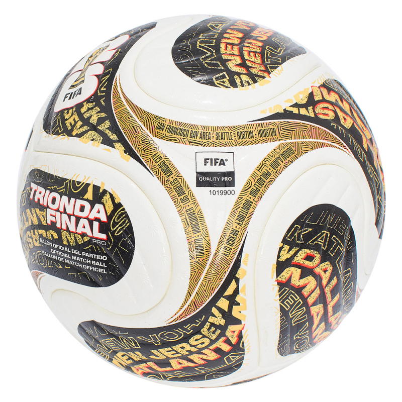 Мяч футб. ADIDAS WC26 Trionda Final PRO, JY8928, размер 5, FIFA PRO, 4пан, ПУ, термосш, бел-черн-золотист
