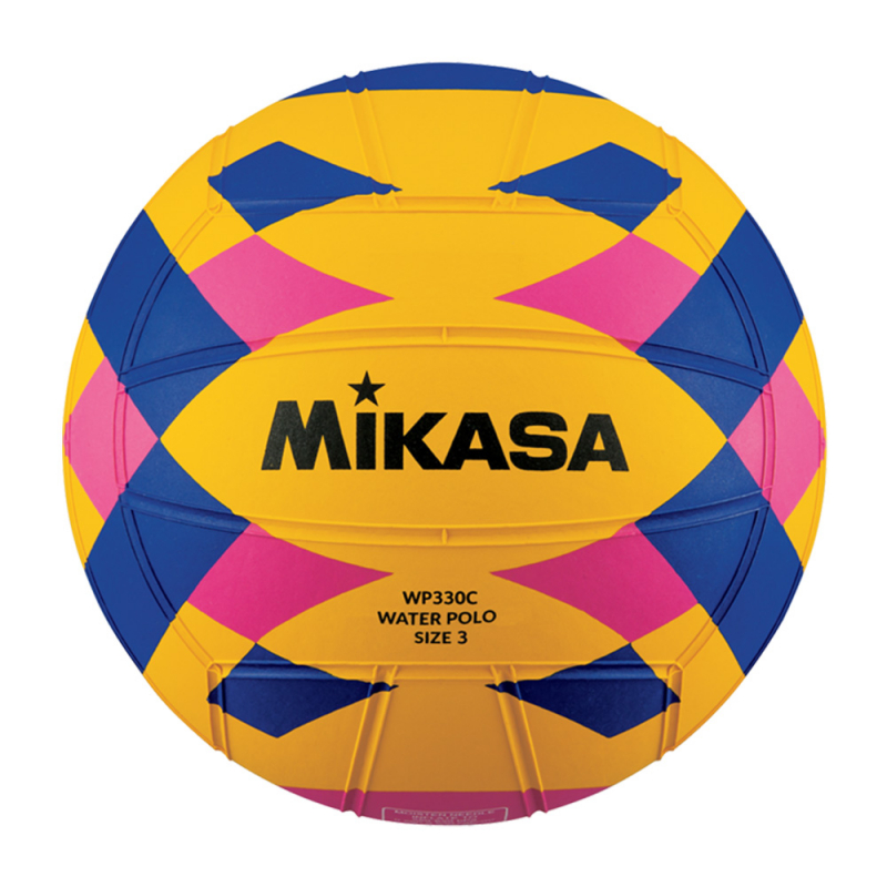 Мяч для водного поло MIKASA WP330C размер 3, junior, резина, вес 340-380г, дл.окр. 61-63см, жел-син-роз
