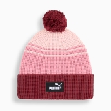 Шапка PUMA Ess Mid Crown Pom Beanie, 02655002, вискоза, полиэстер, нейлон, розово-бордовый