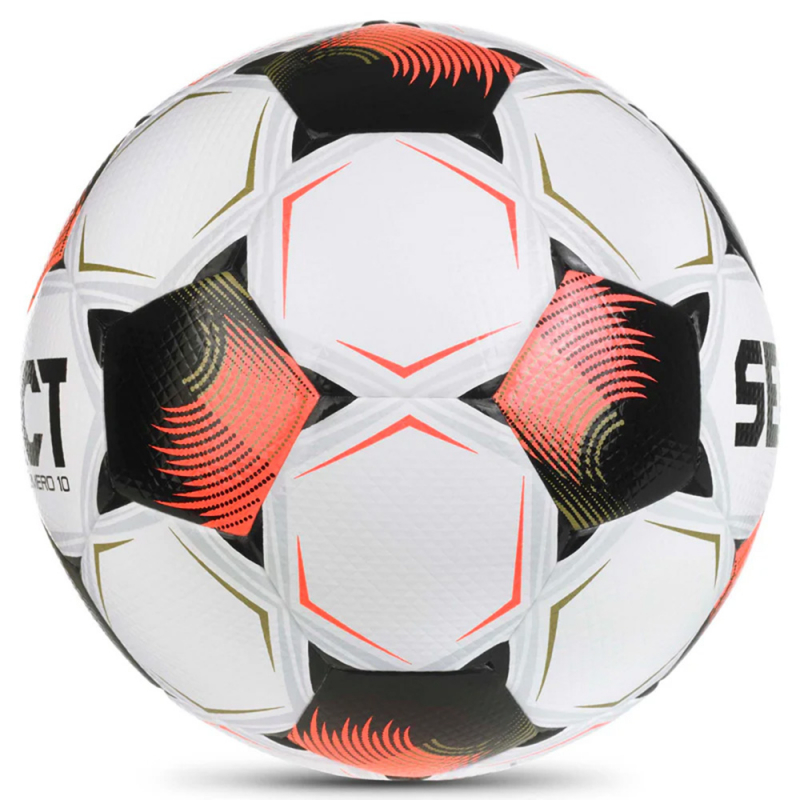 Мяч футб. SELECT Numero 10 V26, 0574071002, размер 4, FIFA Basic, 32п, ПУ, гибр.сш, бело-черно-оранжевый