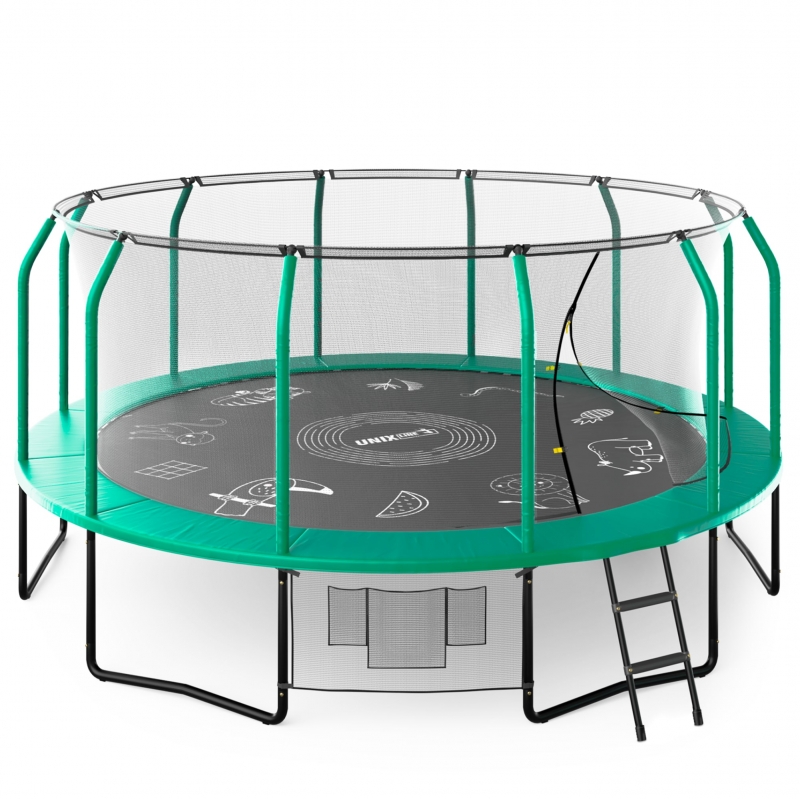 Батут UNIX Line Премиальный с играми / Supreme Game 16 ft (488 см) зеленый TRUSUG16GR