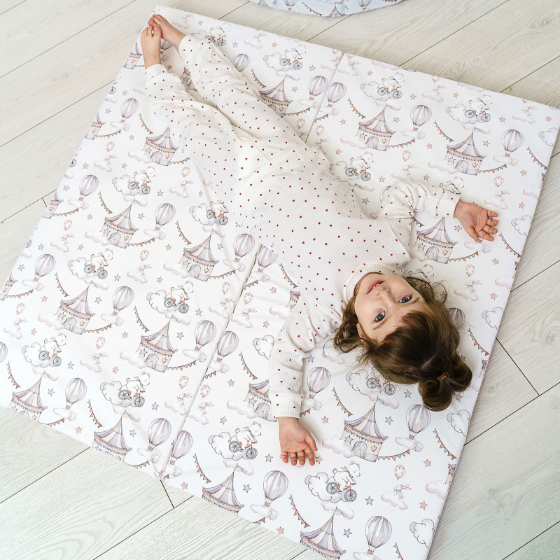 Мат (мягкий щит) принт Romana 1000*1000*100, в 2 сложения (Пингвины)