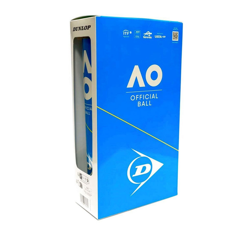 Мяч теннисный Dunlop Australian Open, 601604, уп.2 банки × 4 шт, одобр.ITF, фетр, нат.резина, желтый
