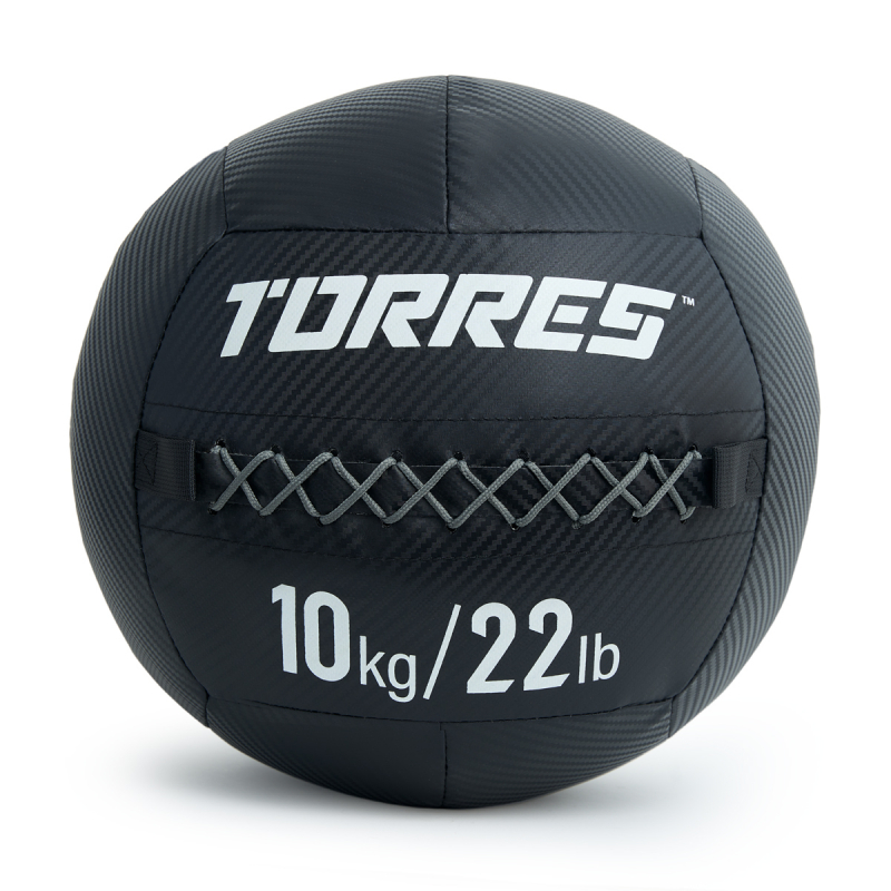 Медбол TORRES 10 кг, AL312510, ПВХ/ПУ, диаметр 35 см, черный