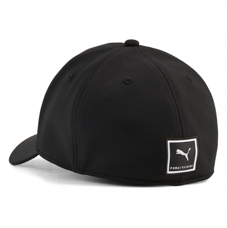 Бейсболка спорт. PUMA Training Flexfit BB Cap 02673401, 91% полиэстер, 9% спандекс, черный