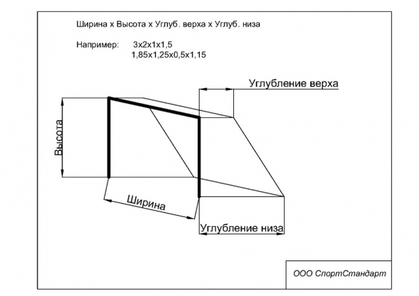 Сетка для ворот (водное поло) 3.00х0.90х0.80х0.80 м, нить  3.0 мм, ячейка 100х100 мм