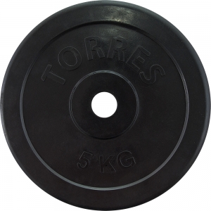 Диск обрезин. TORRES 5 кг, PL50705, d.25мм, металл в резиновой оболочке, черный