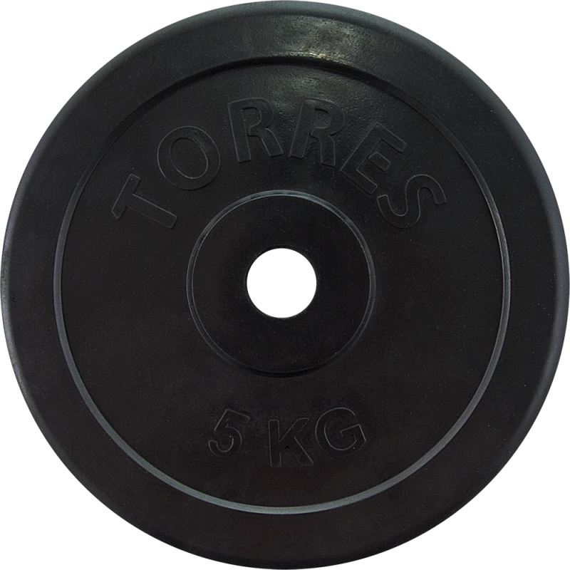 Диск обрезин. TORRES 5 кг, PL50705, d.25мм, металл в резиновой оболочке, черный