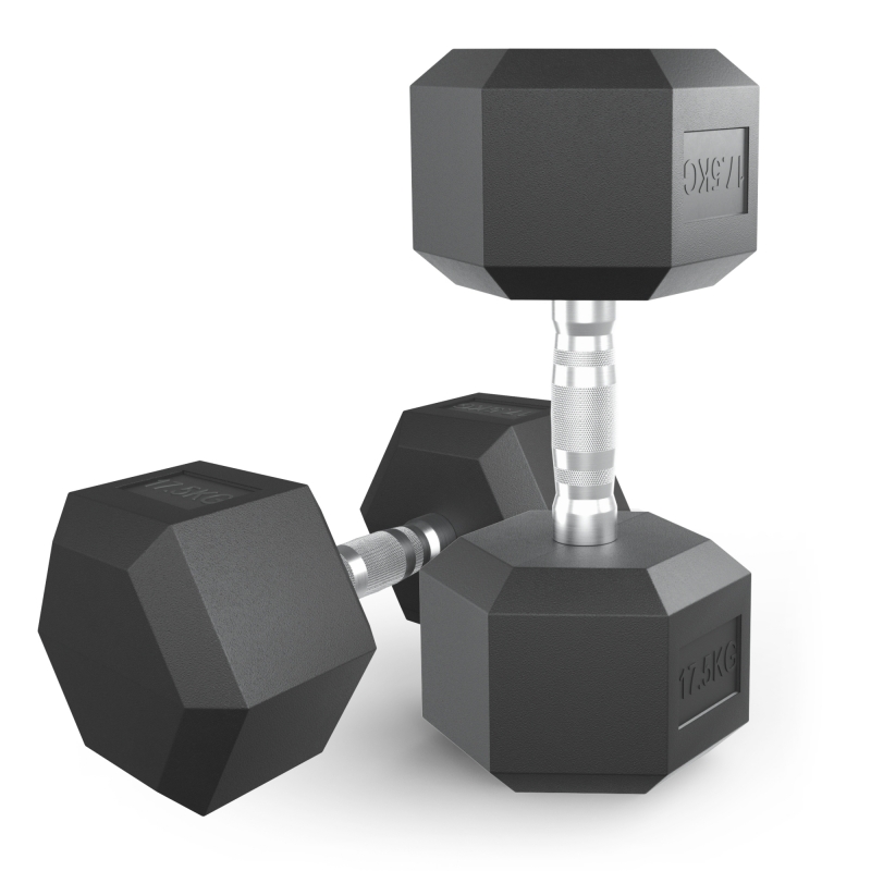 Гантель гексагональная UNIX Fit обрезиненная 17.5 кг, 2 шт DBHEX17_5x2