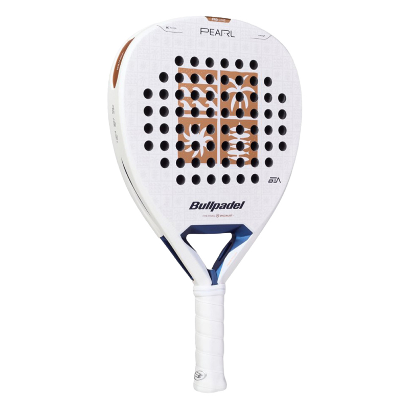 Ракетка для падела BULLPADEL Pearl 27, 497249, для проф-в, стекловолокно, карбон, бело-золотистый