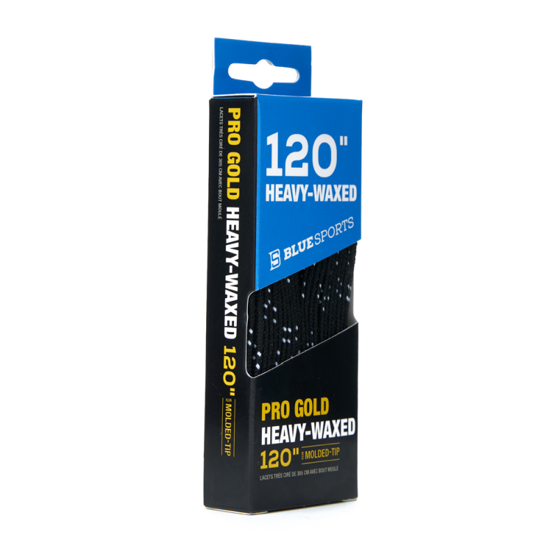 Шнурки для коньков Blue Sports Pro Gold Heavy Waxed, 903010-BKWH-304, полиэстер, 304см, черно-белый