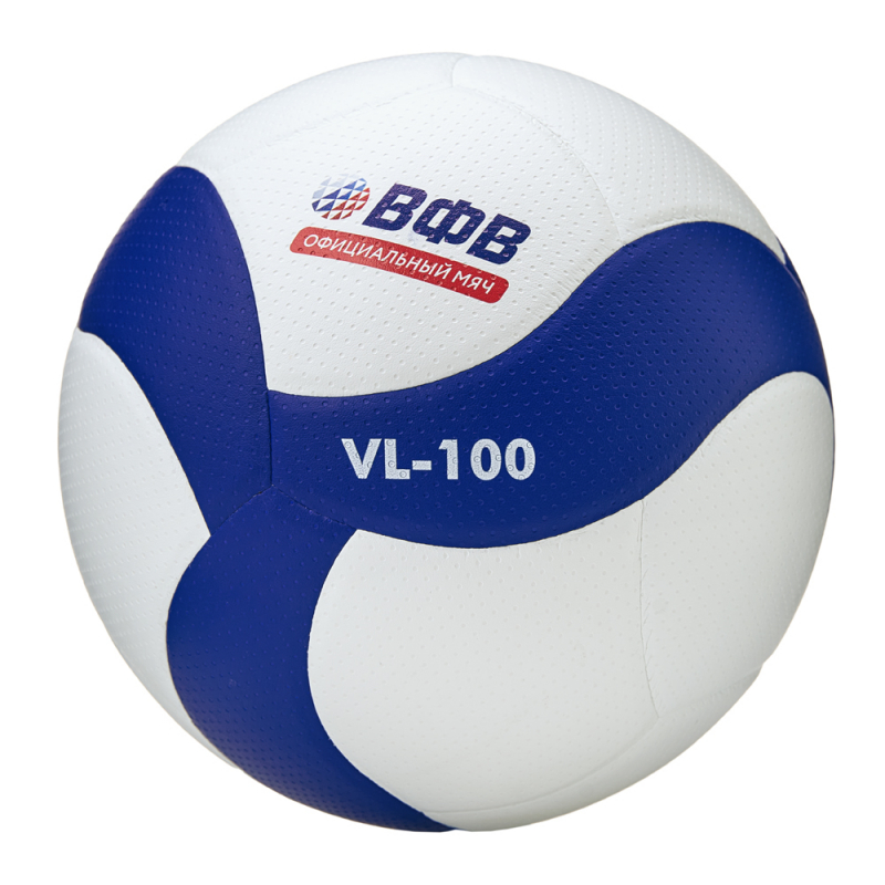 Мяч вол. ВОЛАР VL-100, размер 5, оф.мяч ВФВ, синт.кожа (микрофибра), 18 панелей, клееный, бело-син