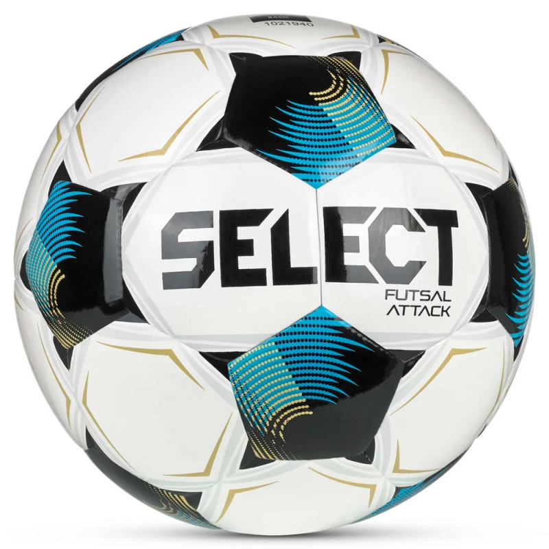 Мяч футзал. SELECT Futsal Attack V26, 1073471009, размер 4, 32п, ПУ, руч.сш, бело-сине-черный