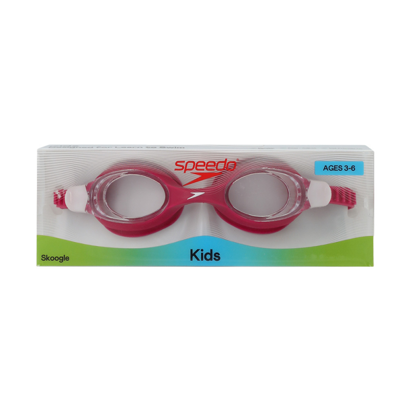 Очки для плав. детск. SPEEDO SKOOGLES Jr, 8-7500645003-C17CF, ПРОЗРАЧНЫЕ линзы, красная оправа