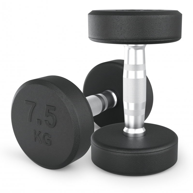 Гантель UNIX Fit PRO круглая обрезиненная 7.5 кг, 2 шт DBRND7_5PBKx2