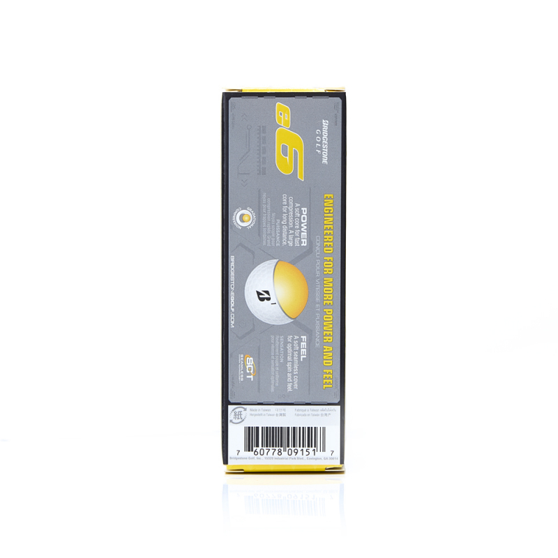Мяч для гольфа Bridgestone e6 Yellow, BGB3EYX, 3 шт/уп, желтый