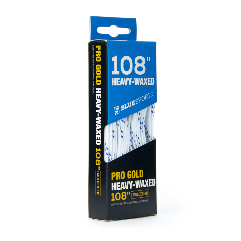 Шнурки для коньков Blue Sports Pro Gold Heavy Waxed, 903003-WHNV-274, полиэстер, 274см, бело-голубой