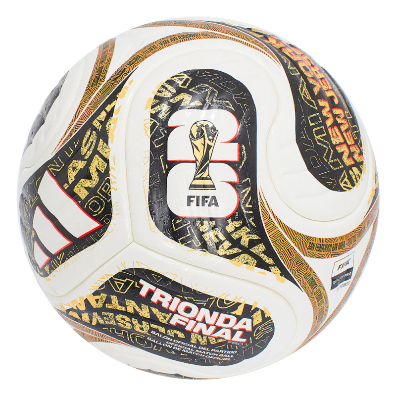 Мяч футб. ADIDAS WC26 Trionda Final PRO, JY8928, размер 5, FIFA PRO, 4пан, ПУ, термосш, бел-черн-золотист