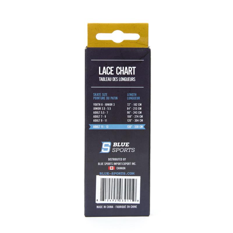 Шнурки для коньков Blue Sports Pro Gold Heavy Waxed, 903011-BKWH-330, полиэстер, 330см, черно-белый