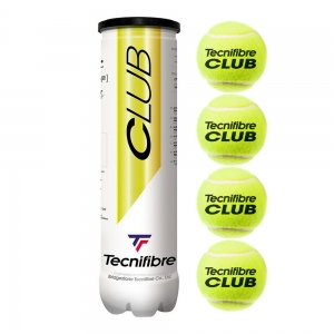 Мяч теннисный Tecnifibre Club 4B, 60CLUB364N, уп.4 шт, одобр.ITF, войлок, нат.резина, желтый