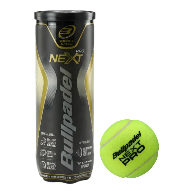 Мяч для падела BULLPADEL Next PRO, AF43000000, уп.3 шт, FIP Approved, войлок, каучук, желтый