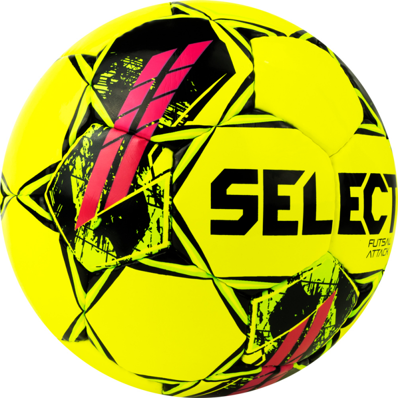 Мяч футзал. SELECT Futsal Attack V22, 1073460559, размер 4, 32п, ПУ, руч.сш, желто-зелено-розовый
